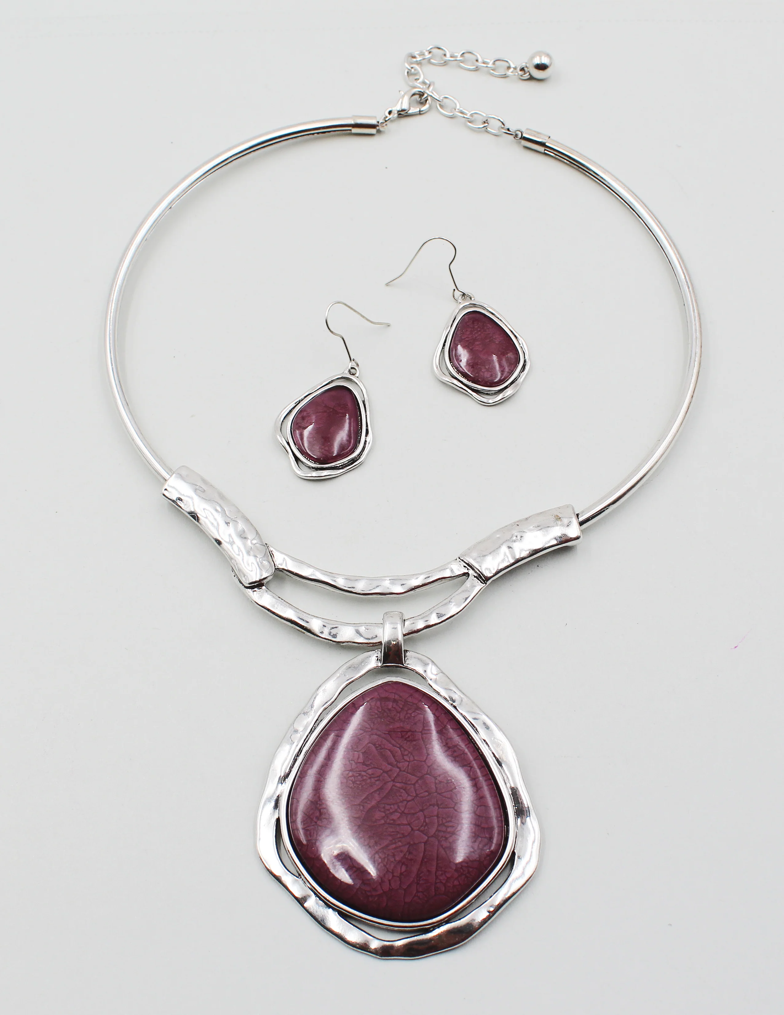 Center Stone Pendant Choker Set - Image 8