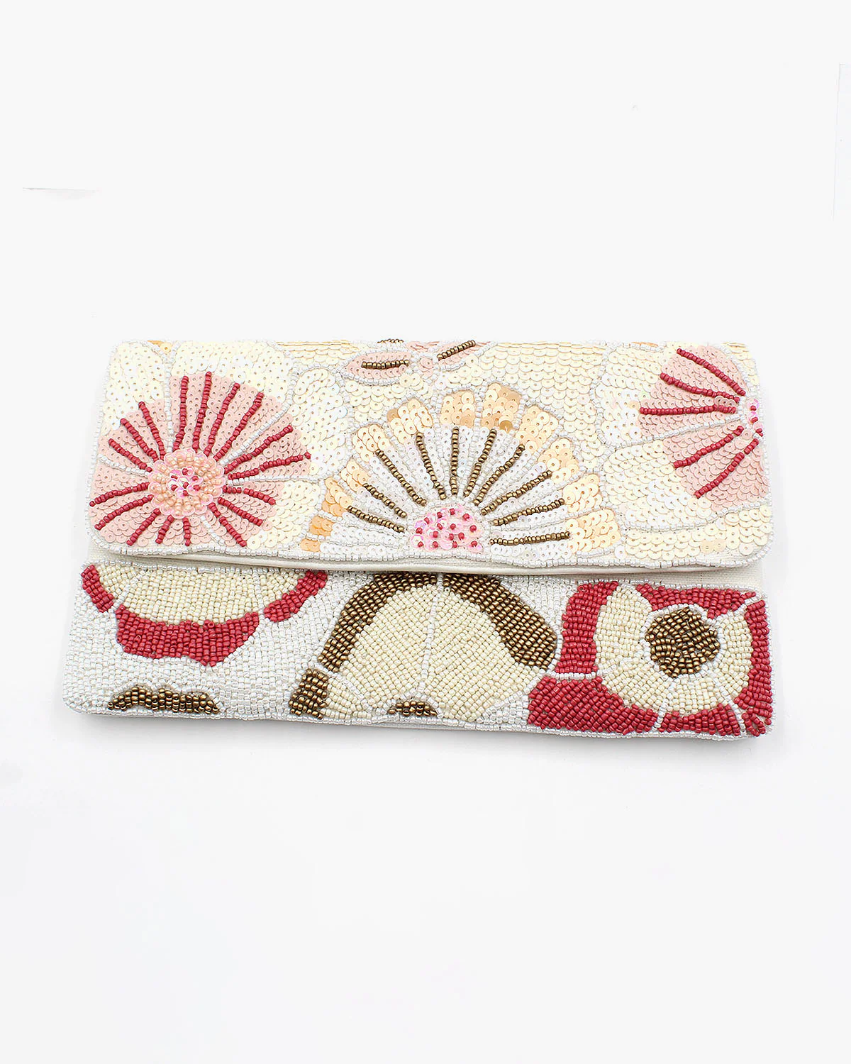 Floral Pink Beaded Clutch Bag - Image 3
