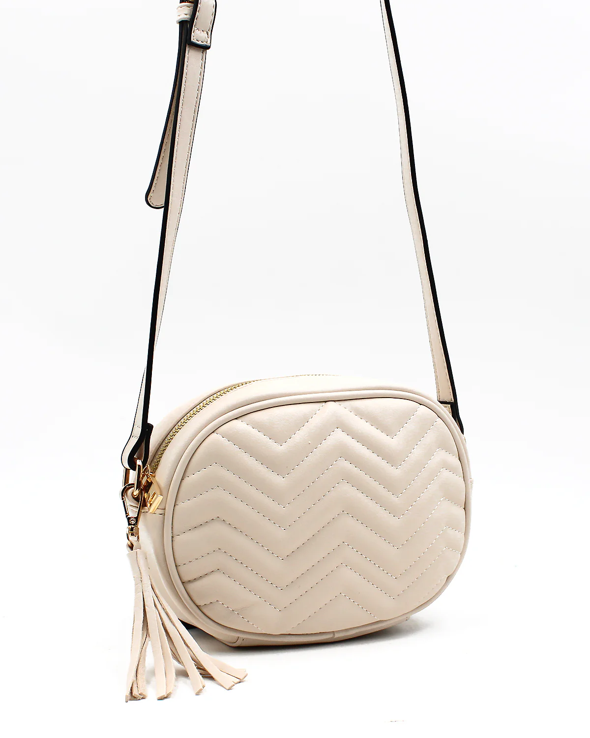 Quilted Shoulder Bag with Tassel - Image 3