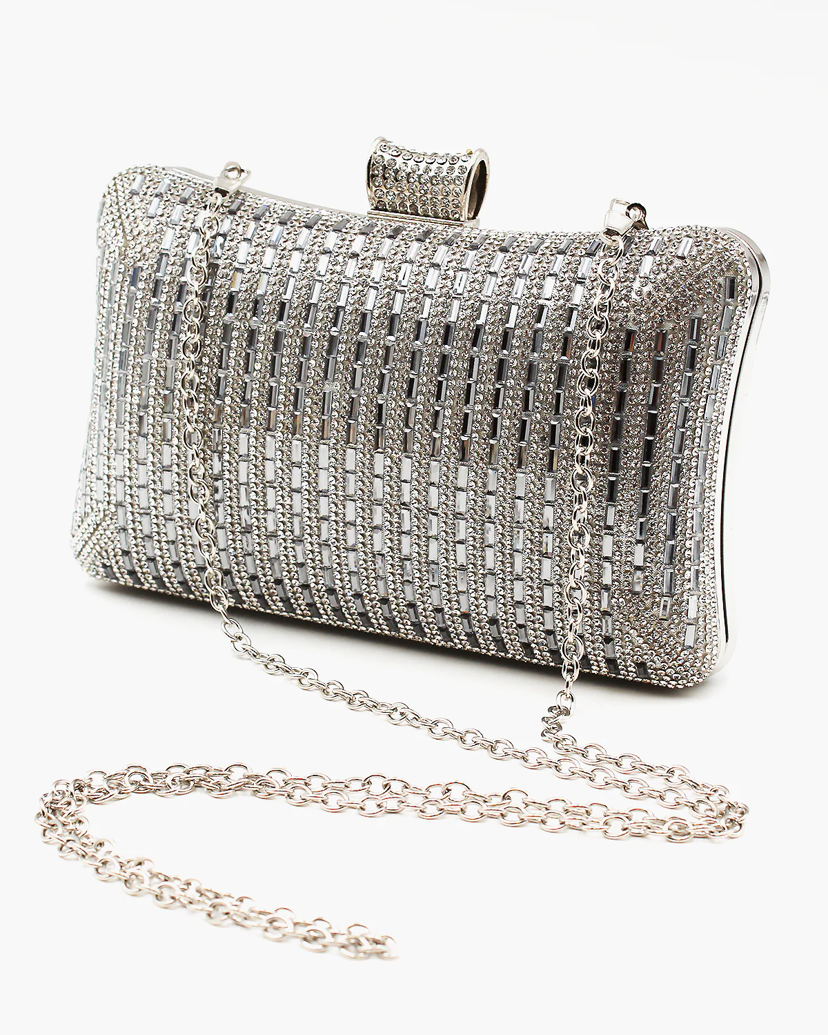 Lined Square Stone Sparkling Evening Bag - Image 5