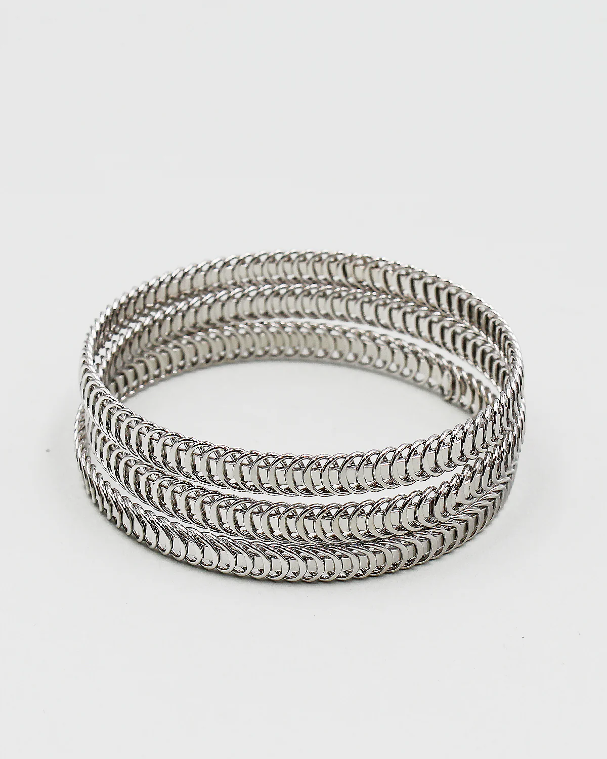 Triple Layered Textured Metal Bangles Set - Image 3